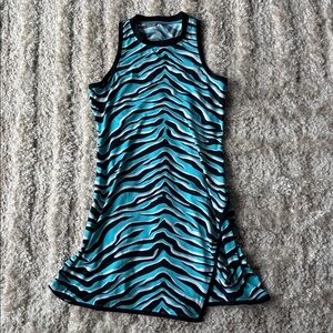 Tail Zebra Print Mini Dress - Black and Blue